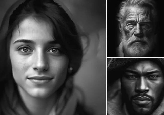 ۸ نمونه پرامپت پرتره سیاه سفید برای ساخت عکس‌های حرفه‌ای و هنری